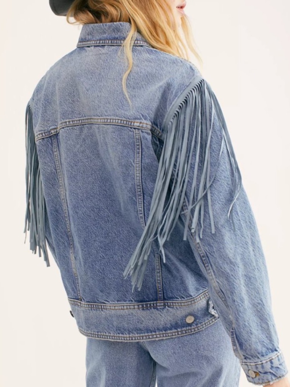 Free People After Hours Fringe Denim Jacket - Picture 3 of 3